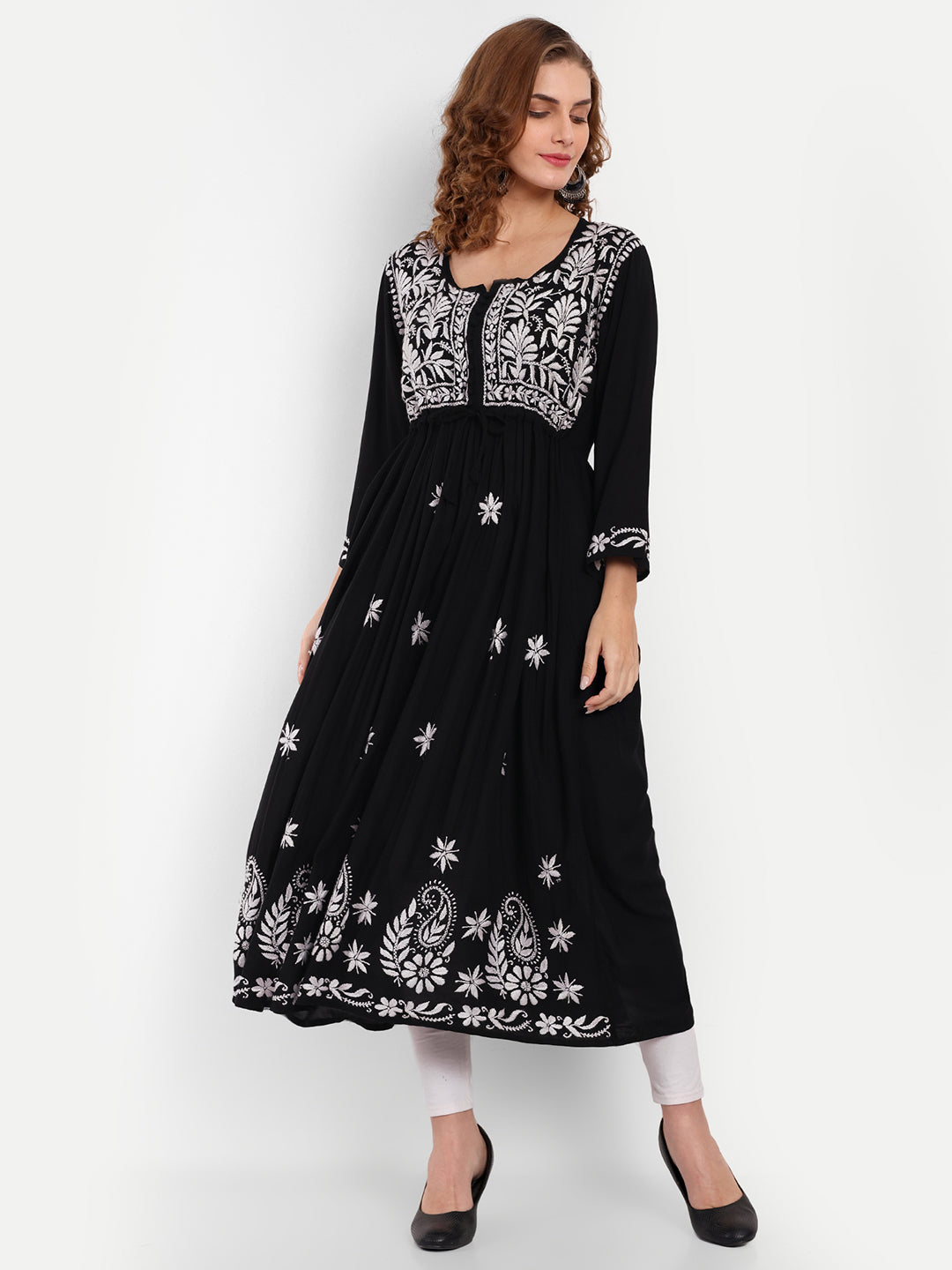 Chikankari Hand Embroidered Fit and Flare Kurta Modal Cotton