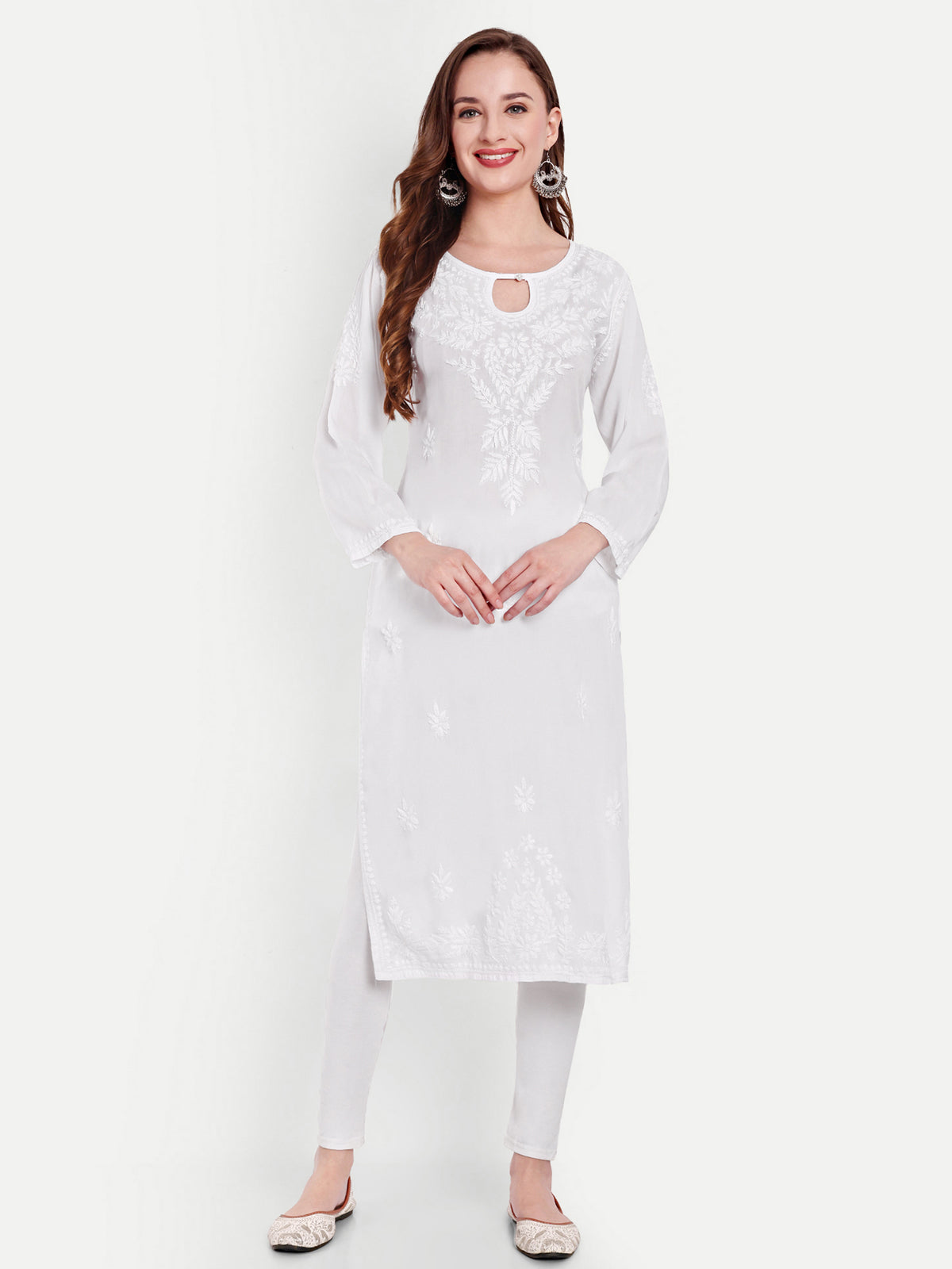 Lucknow Chikankari Hand Embroidered Kurta Modal Cotton