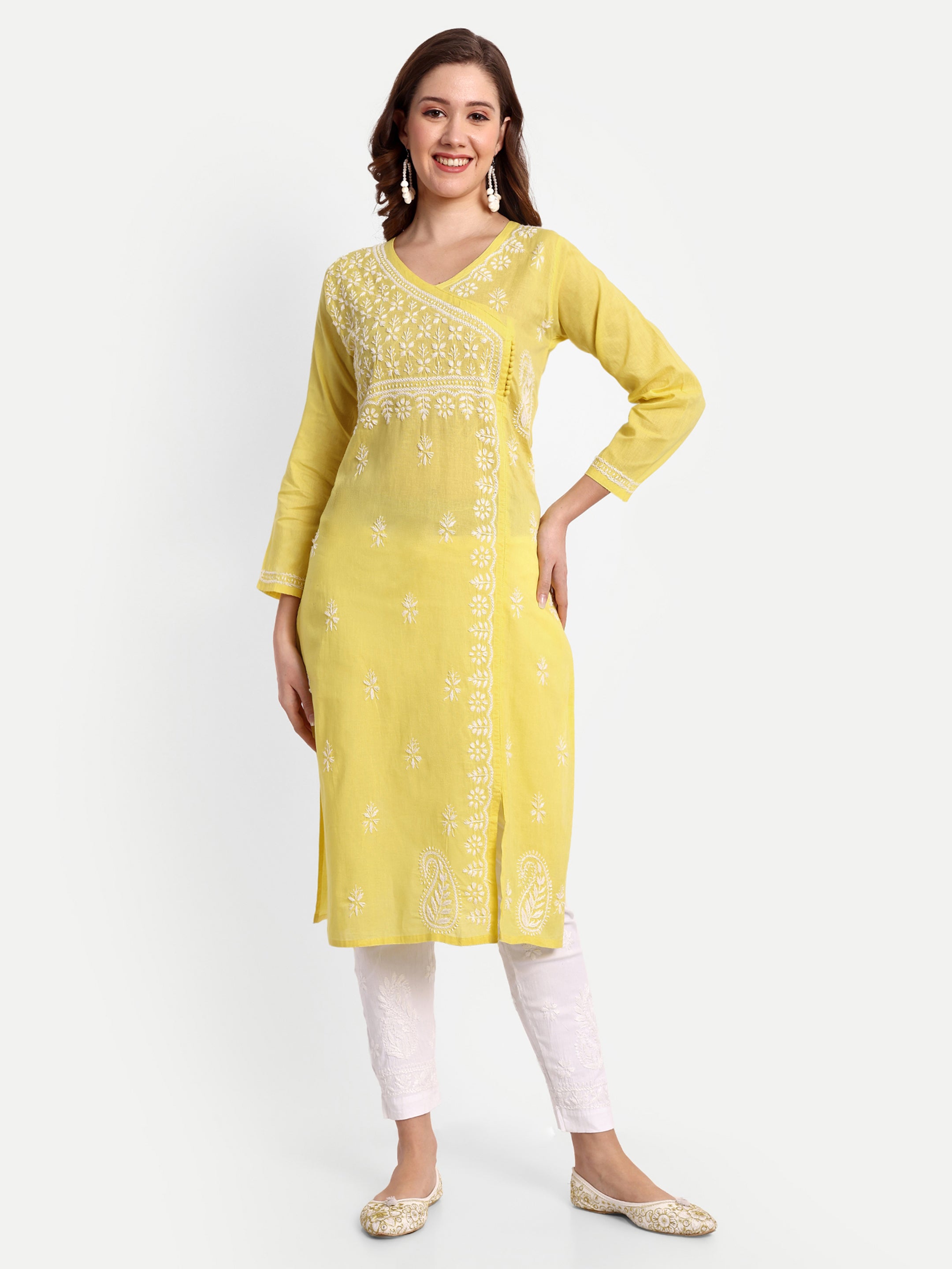 Chikankari Hand Embroidered  Kurta  Cotton