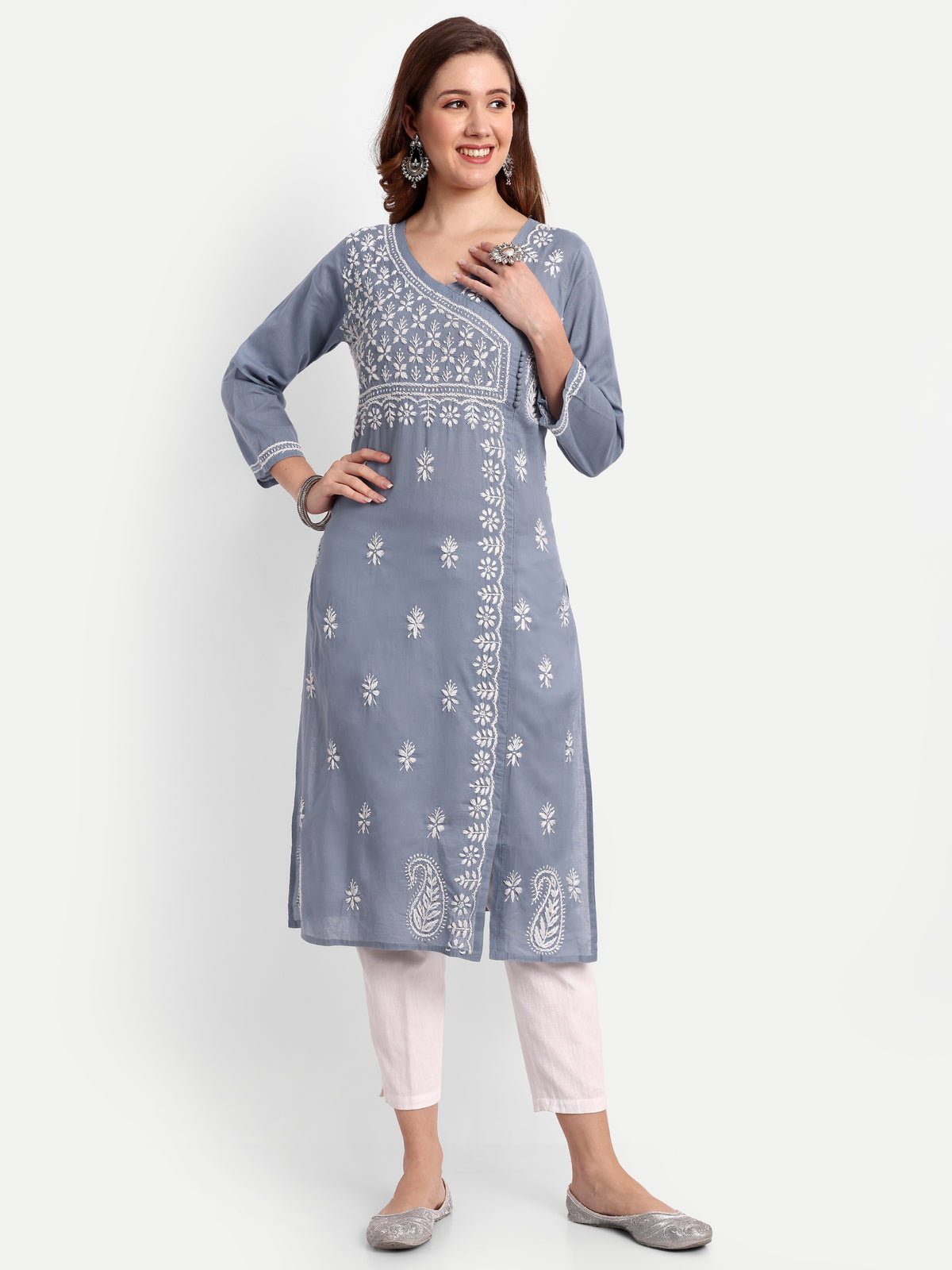 Chikankari Hand Embroidered  Kurta  Cotton