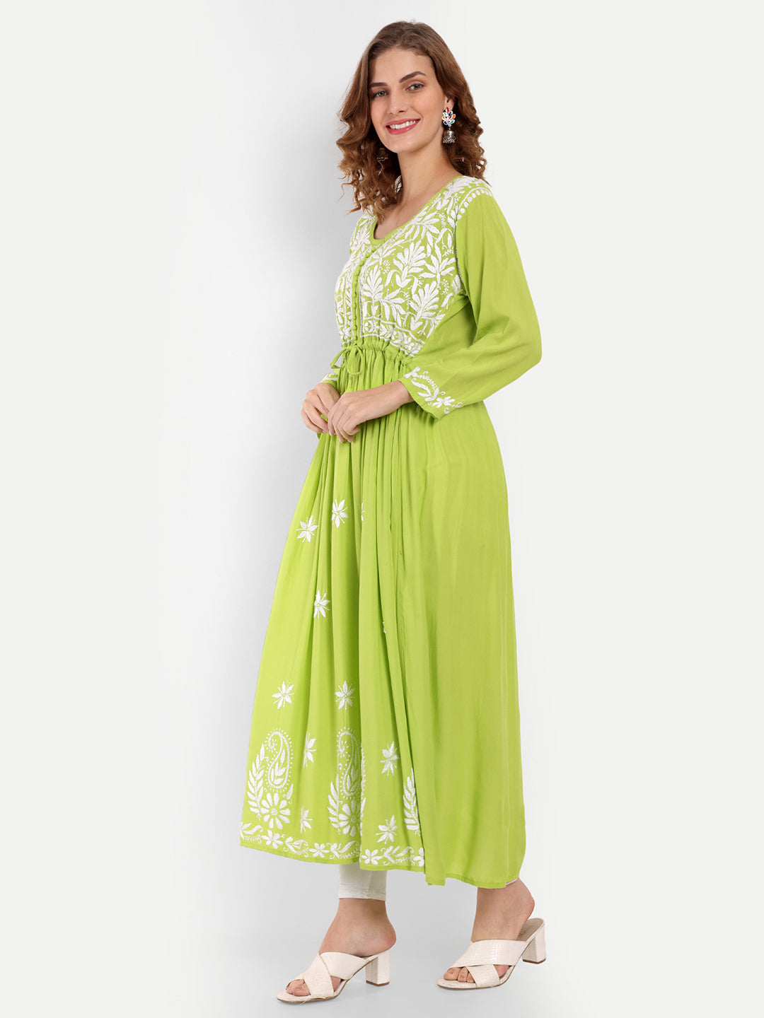 Chikankari Hand Embroidered Fit and Flare Kurta Modal Cotton