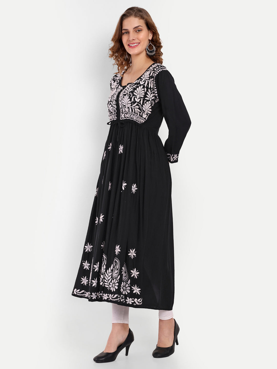 Chikankari Hand Embroidered Fit and Flare Kurta Modal Cotton