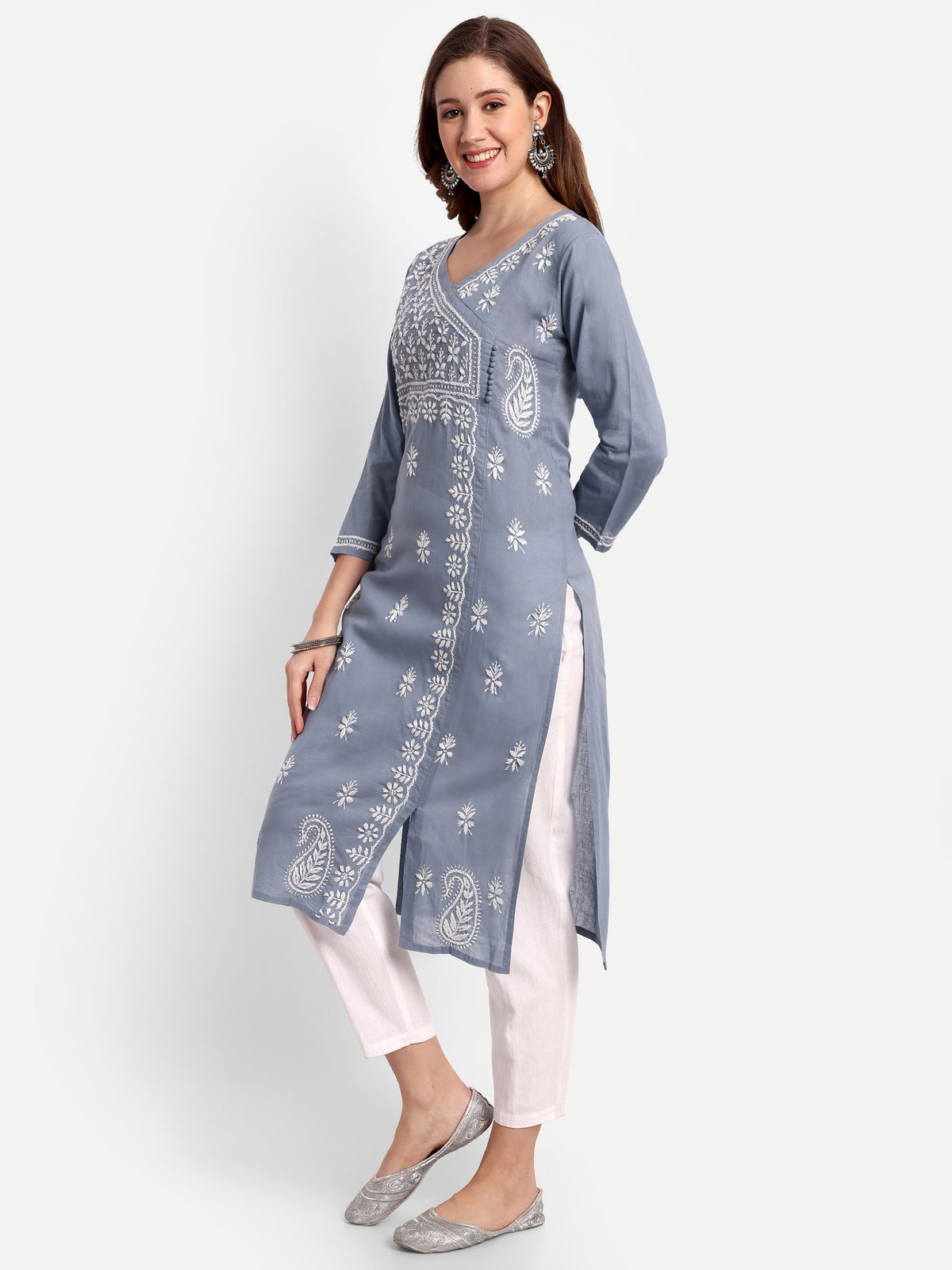 Chikankari Hand Embroidered  Kurta  Cotton