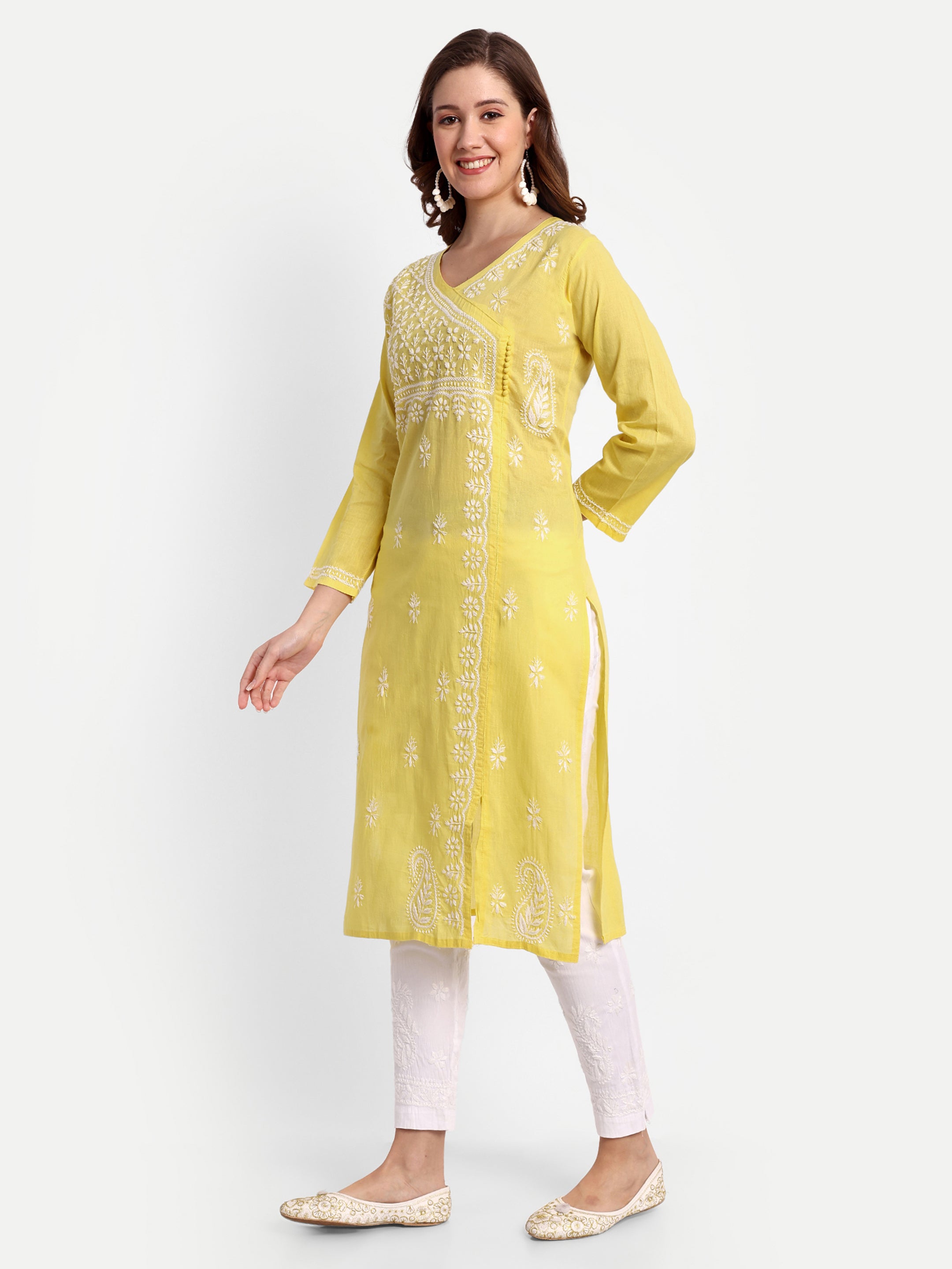 Chikankari Hand Embroidered  Kurta  Cotton