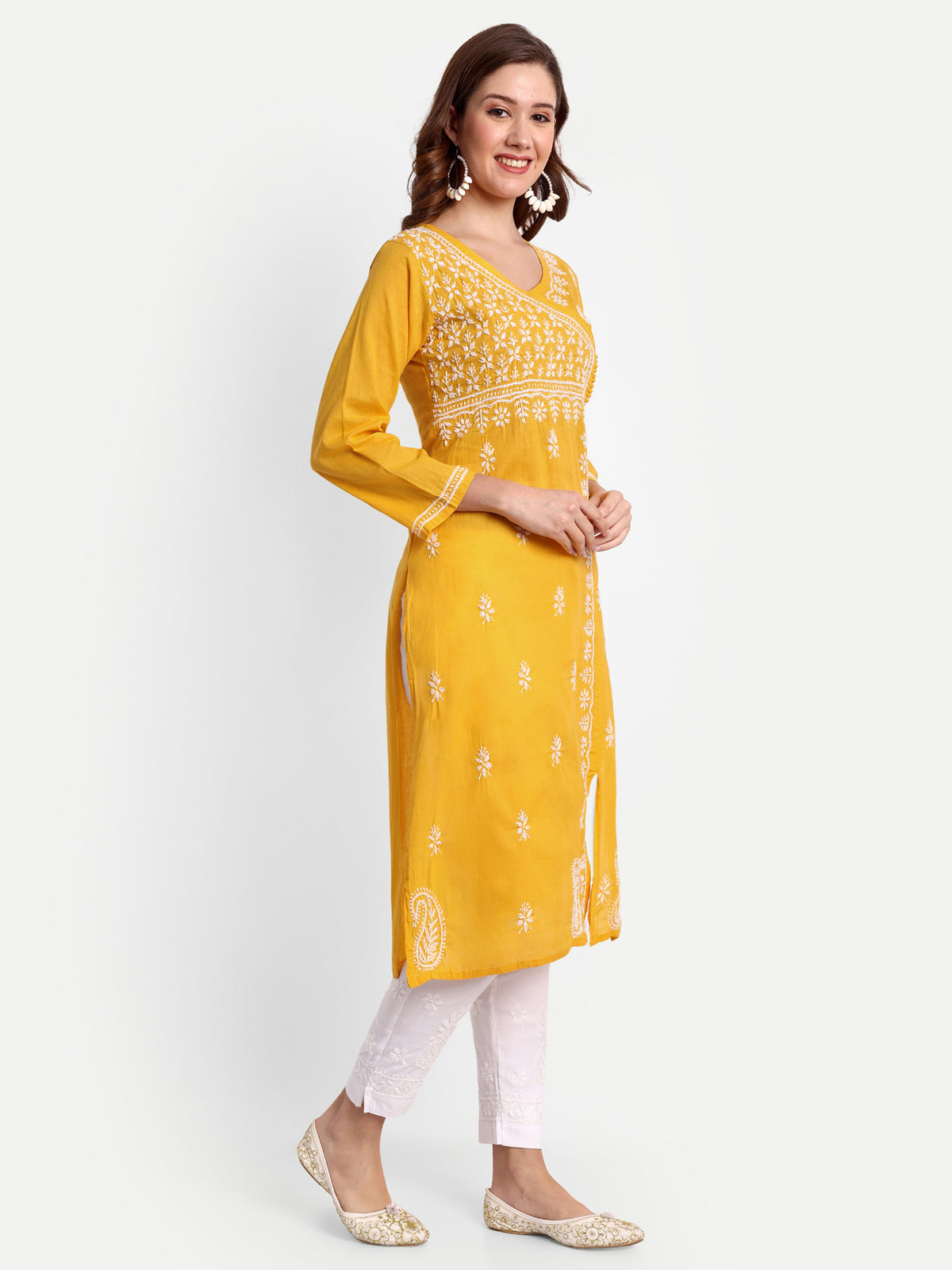 Chikankari Hand Embroidered  Kurta  Cotton