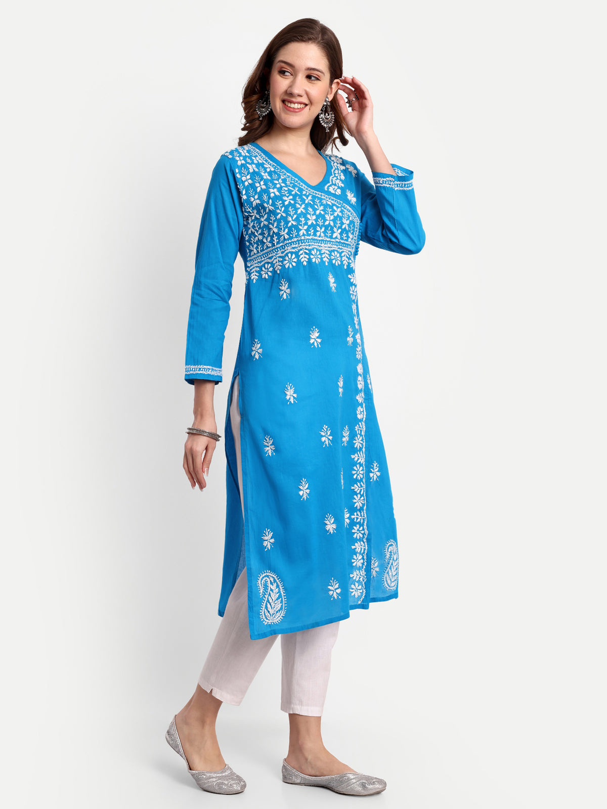 Chikankari Hand Embroidered  Kurta  Cotton