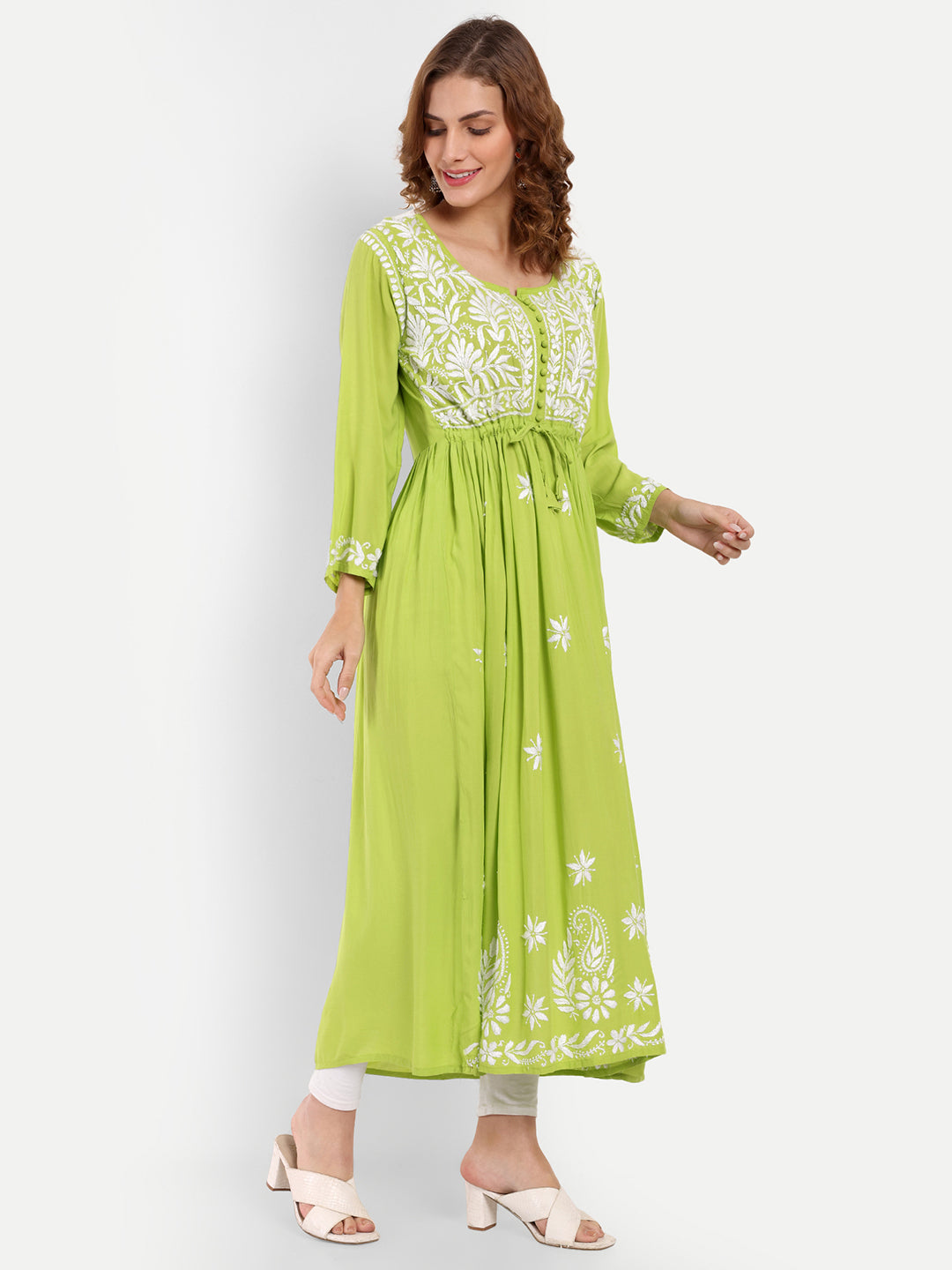 Chikankari Hand Embroidered Fit and Flare Kurta Modal Cotton