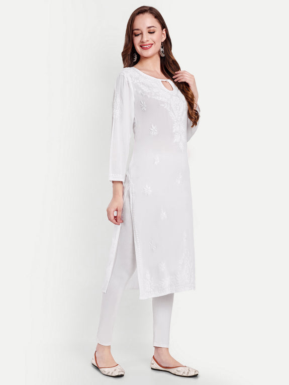 Lucknow Chikankari Hand Embroidered Kurta Modal Cotton