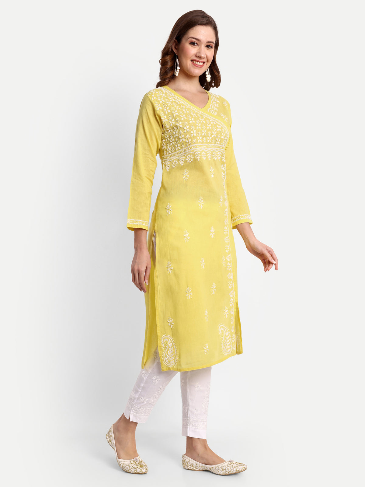 Chikankari Hand Embroidered  Kurta  Cotton