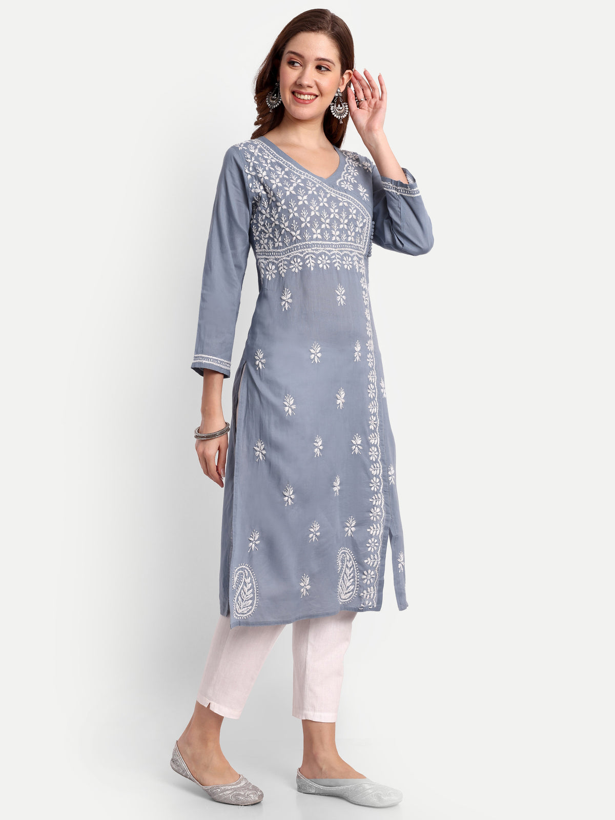 Chikankari Hand Embroidered  Kurta  Cotton