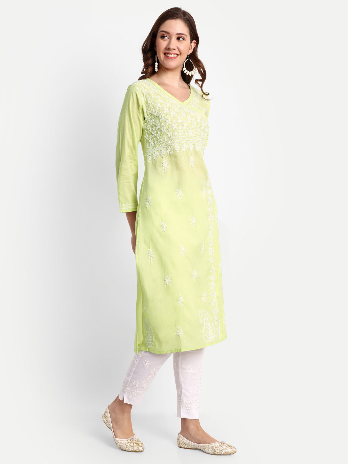 Chikankari Hand Embroidered  Kurta  Cotton