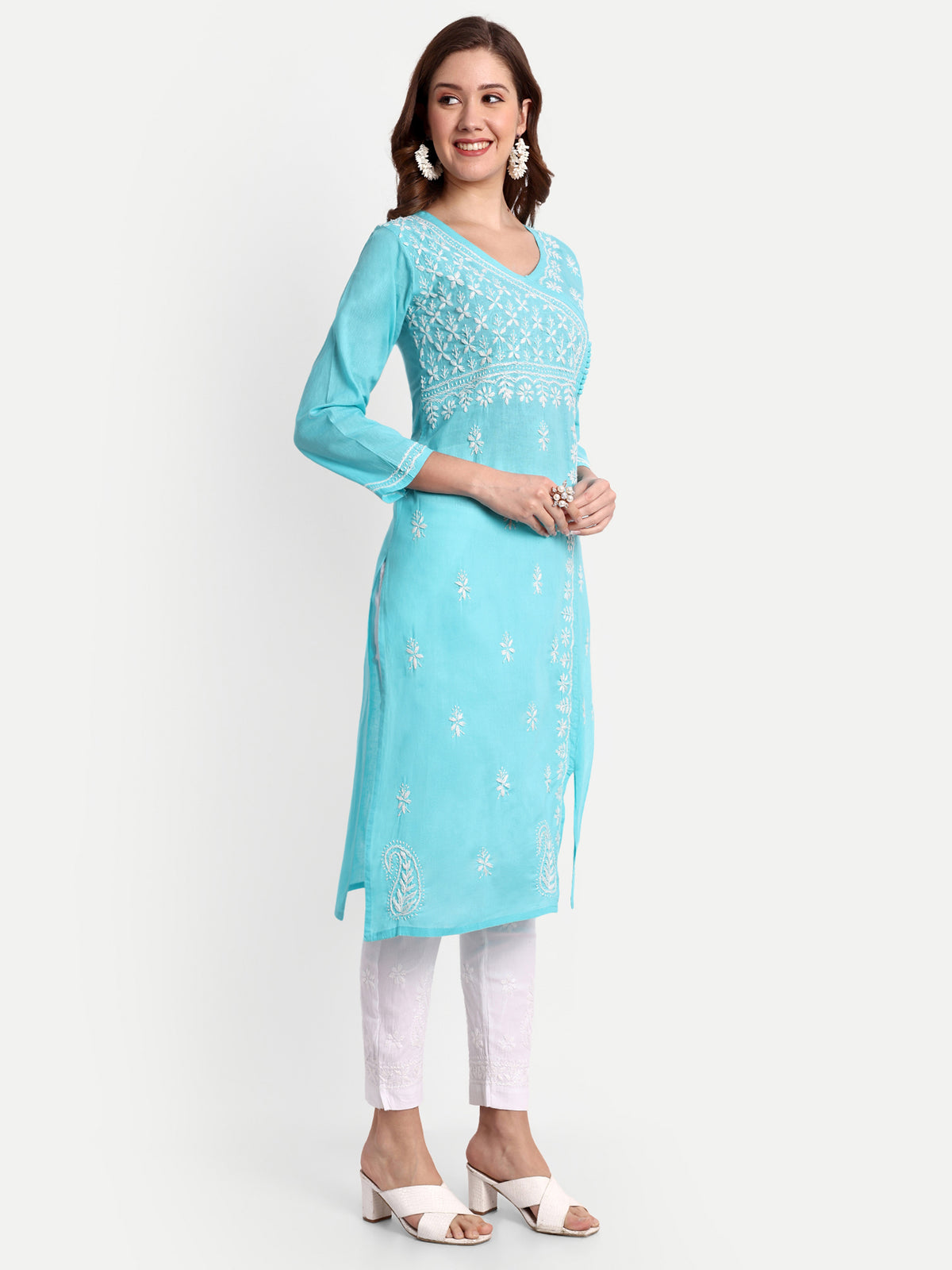 Chikankari Hand Embroidered  Kurta  Cotton