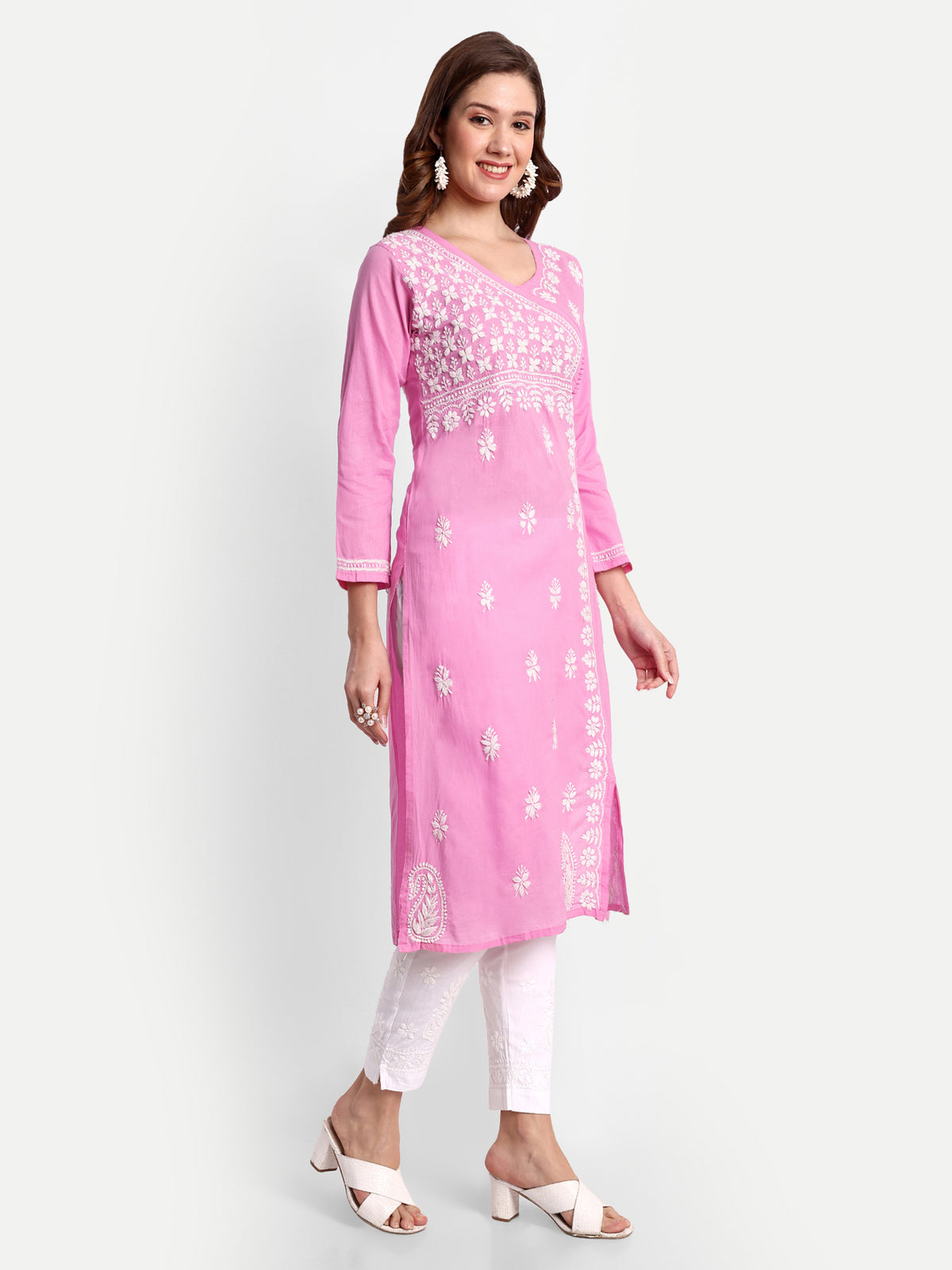 Chikankari Hand Embroidered  Kurta  Cotton