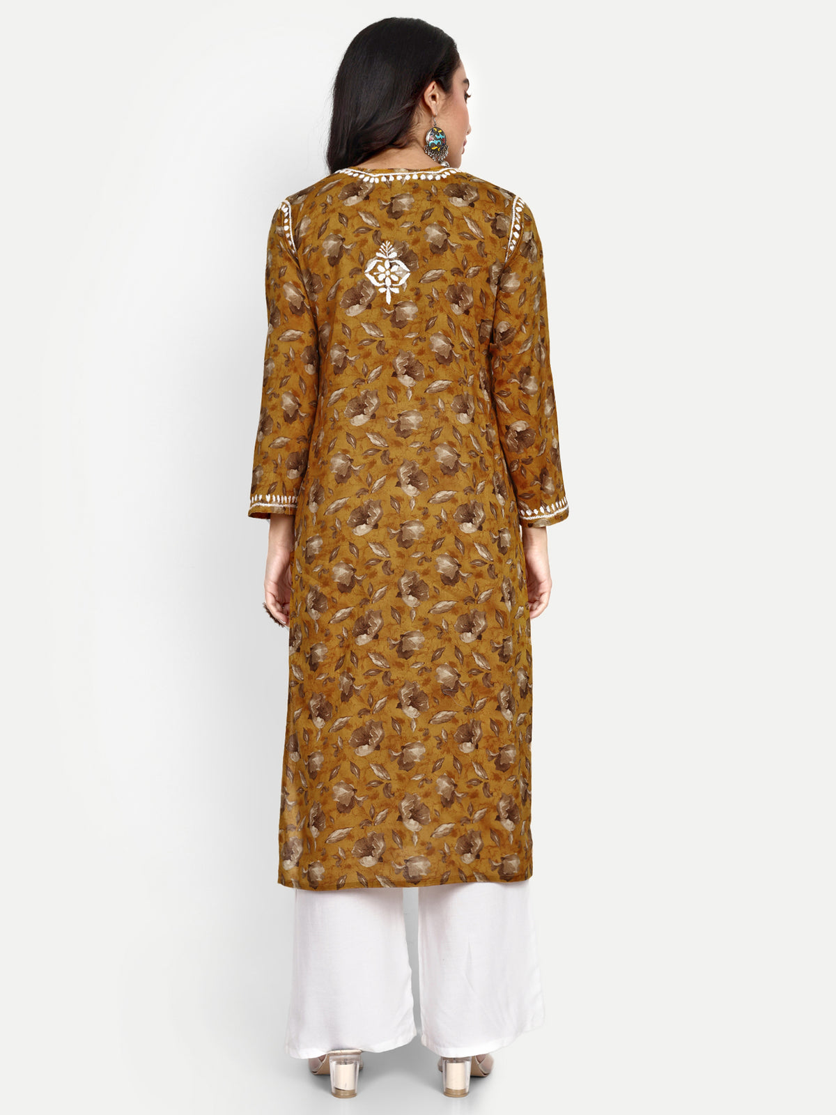 Lucknow Chikankari Hand Embroidered Long Kurta Mulmul