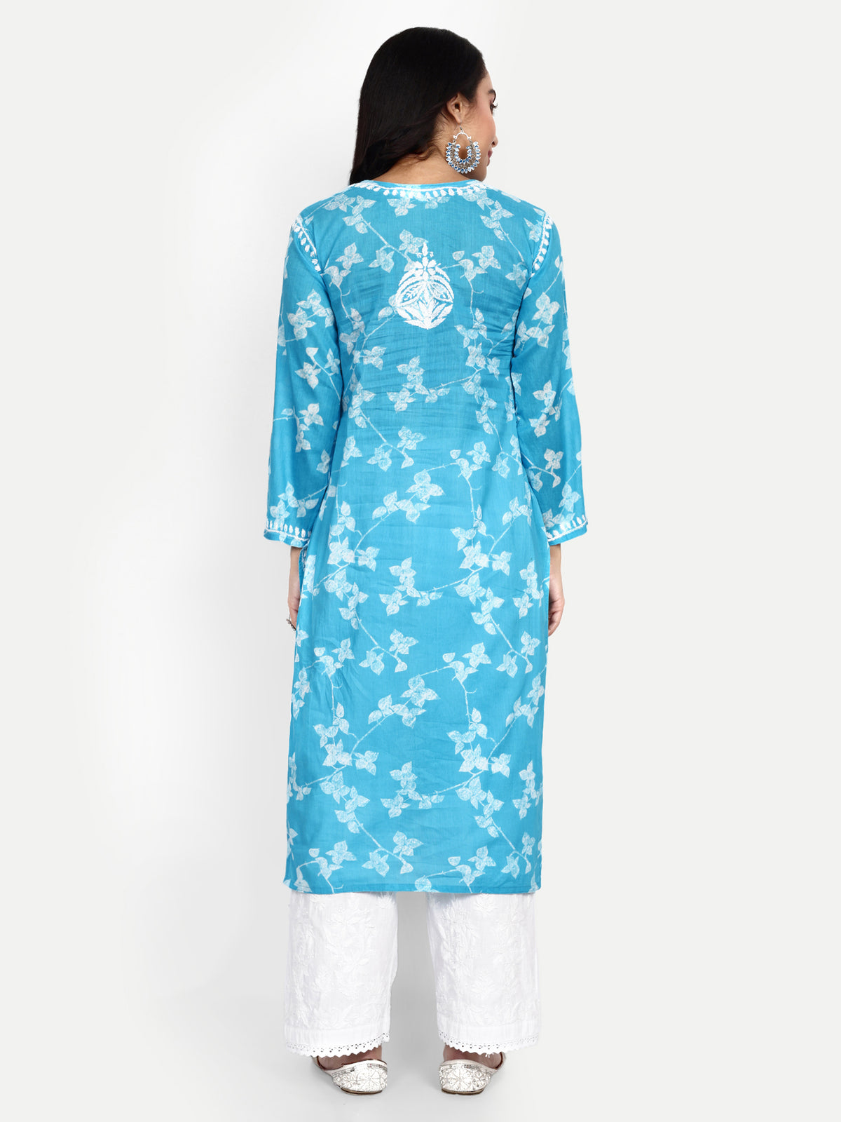 Lucknow Chikankari Hand Embroidered Long Kurta Mulmul