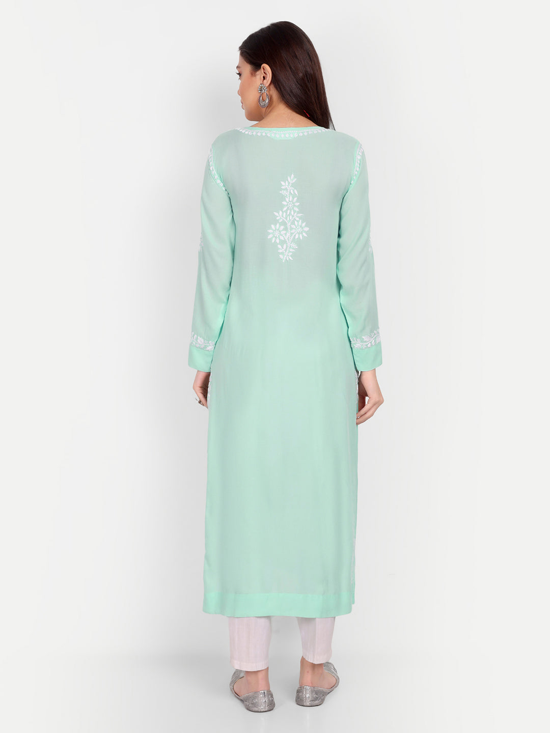 Lucknow Chikankari Hand Embroidered Long kurta  Modal Cotton