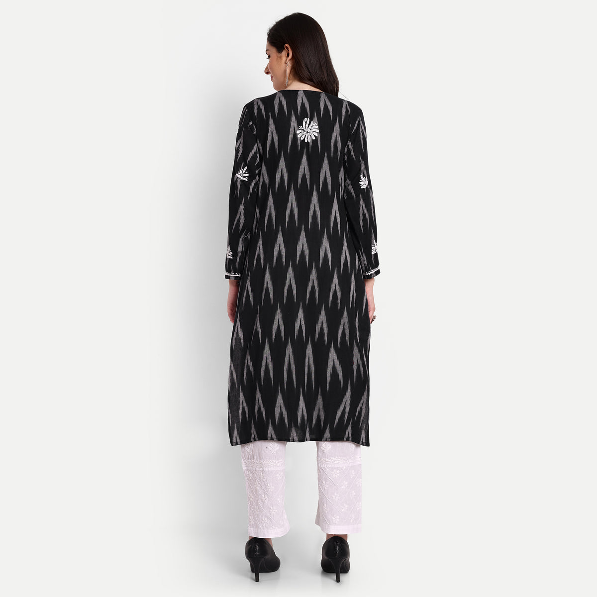 Lucknow Chikankari Hand Embroidered  Kurta  Ikat Cotton