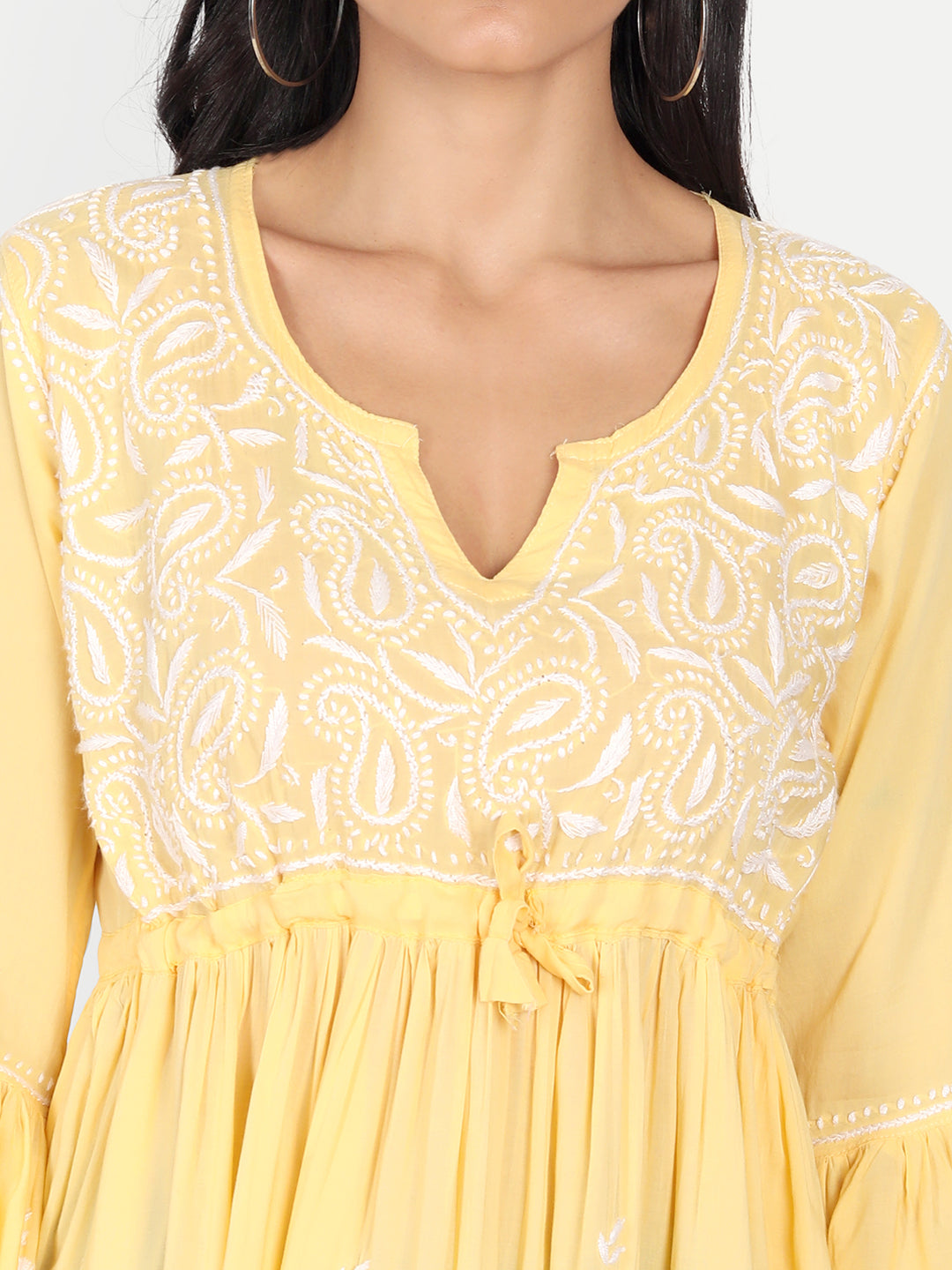 Lucknow Chikankari Hand Embroidered Peplum Fit and Flared Top Short Kurti (Copy)