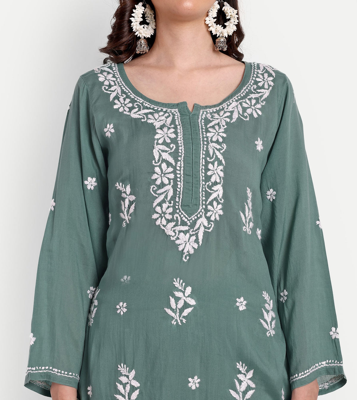 Lucknow Chikankari Hand Embroidered Kurta and Palazzo Set Modal Cotton