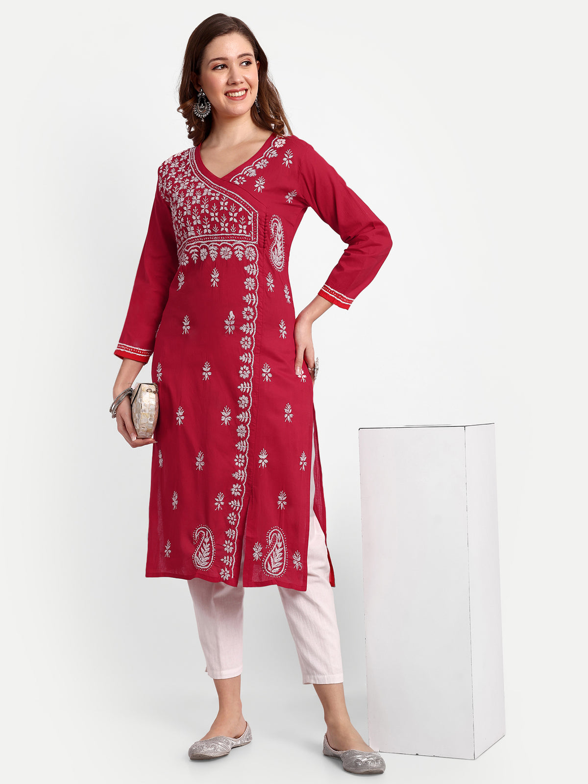 Chikankari Hand Embroidered  Kurta  Cotton