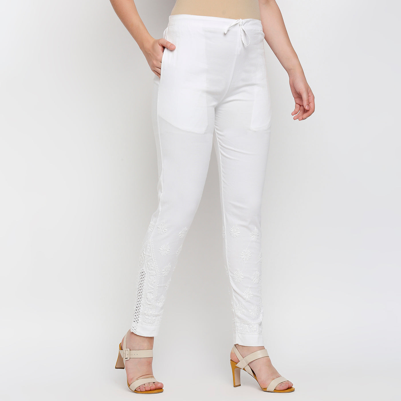 Buy Dollar Missy Women Cream Coloured Solid Classic Straight Fit Cigarette  Trousers - Trousers for Women 7831665 | Myntra
