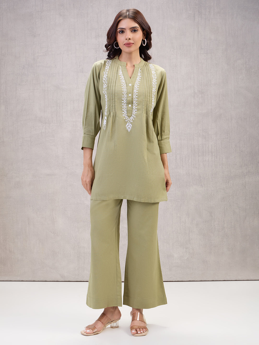 Lucknow Chikankari Hand Embroidered Co-Ord Set  Dobby Cotton eCustomerfirst Retail LLP