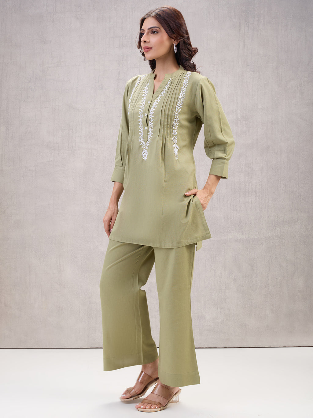 Lucknow Chikankari Hand Embroidered Co-Ord Set  Dobby Cotton eCustomerfirst Retail LLP