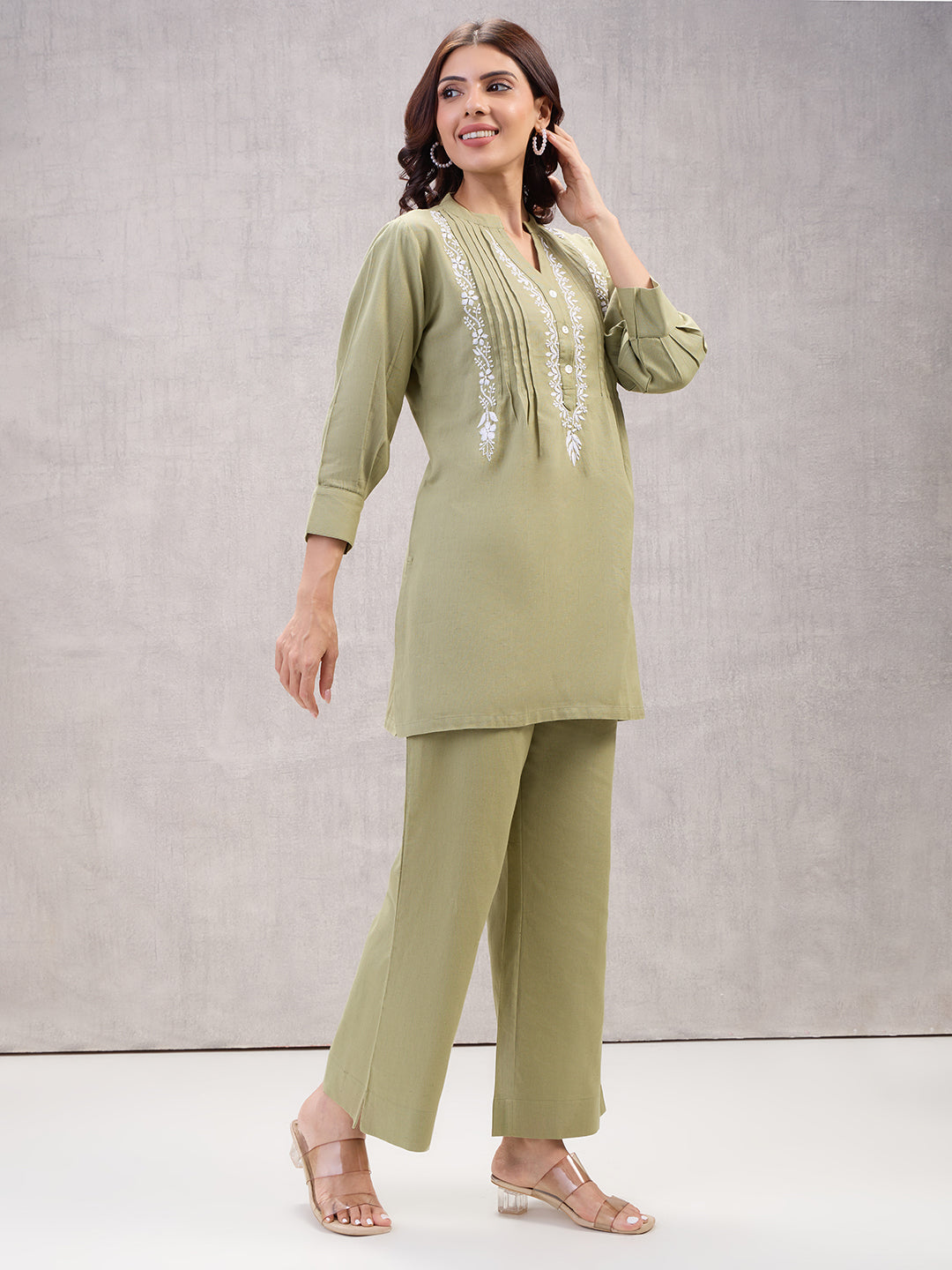 Lucknow Chikankari Hand Embroidered Co-Ord Set  Dobby Cotton eCustomerfirst Retail LLP
