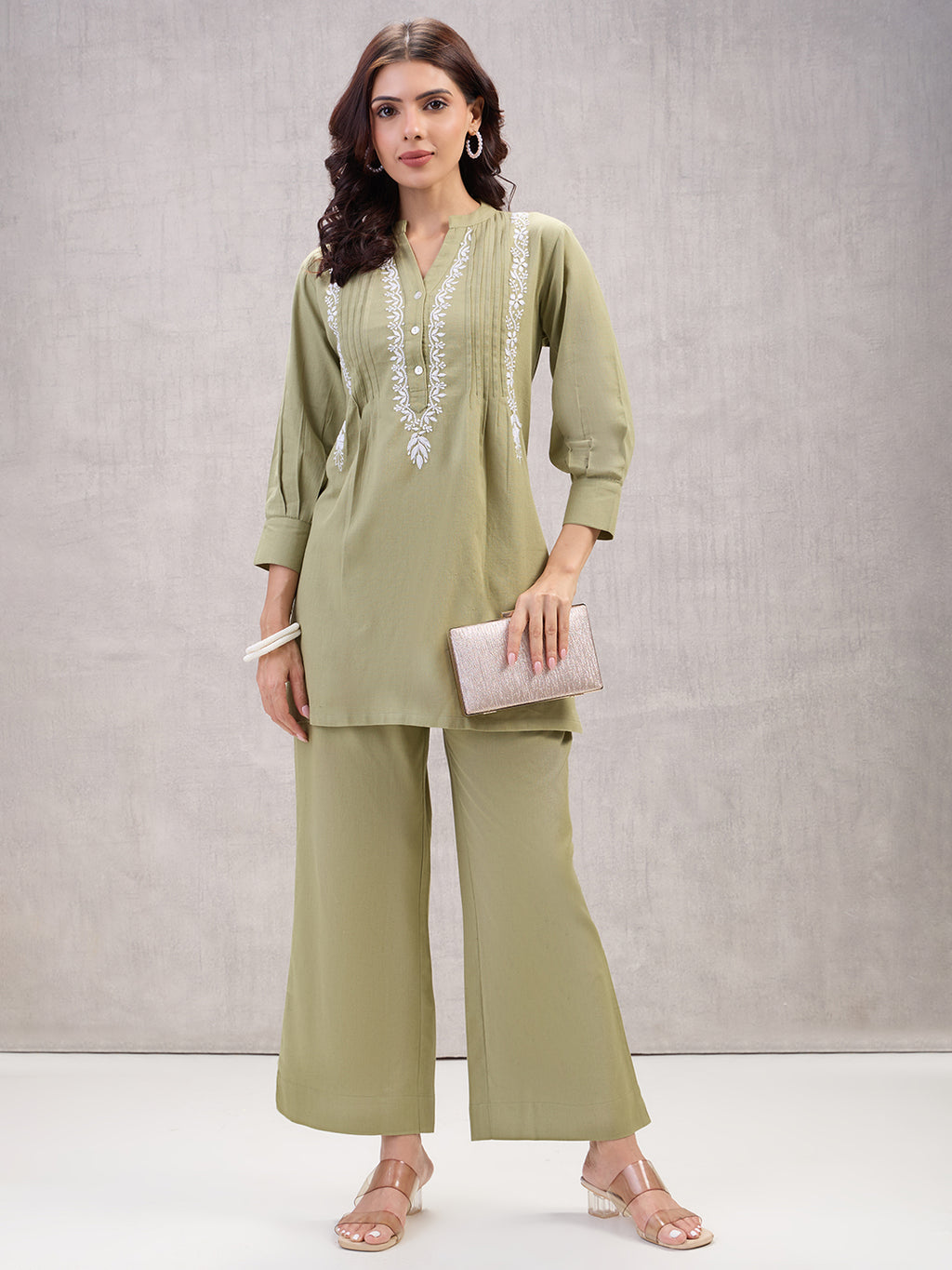 Lucknow Chikankari Hand Embroidered Co-Ord Set  Dobby Cotton eCustomerfirst Retail LLP