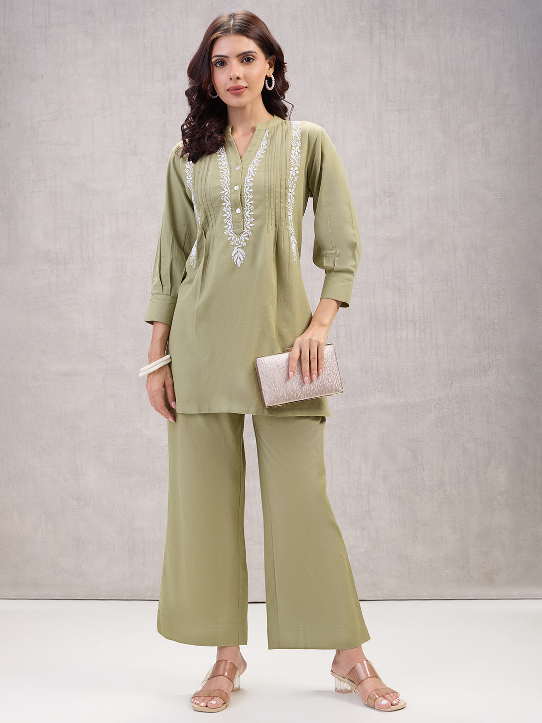 Lucknow Chikankari Hand Embroidered Co-Ord Set  Dobby Cotton eCustomerfirst Retail LLP