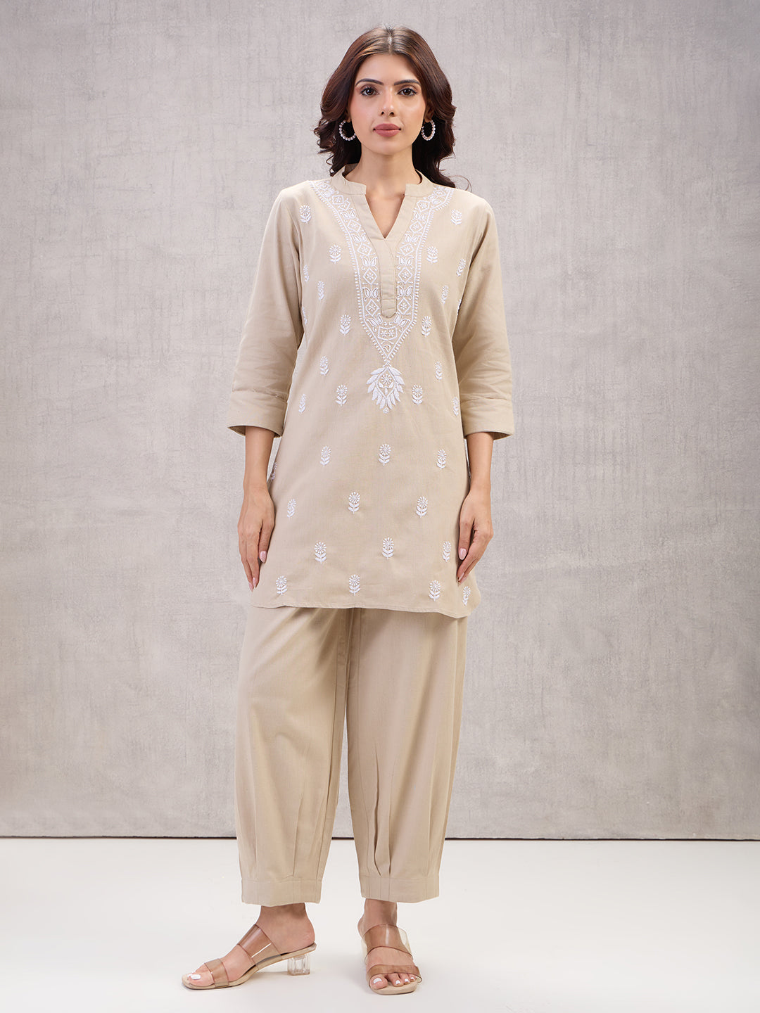 Lucknow Chikankari Hand Embroidered Co-Ord Set  Dobby Cotton eCustomerfirst Retail LLP