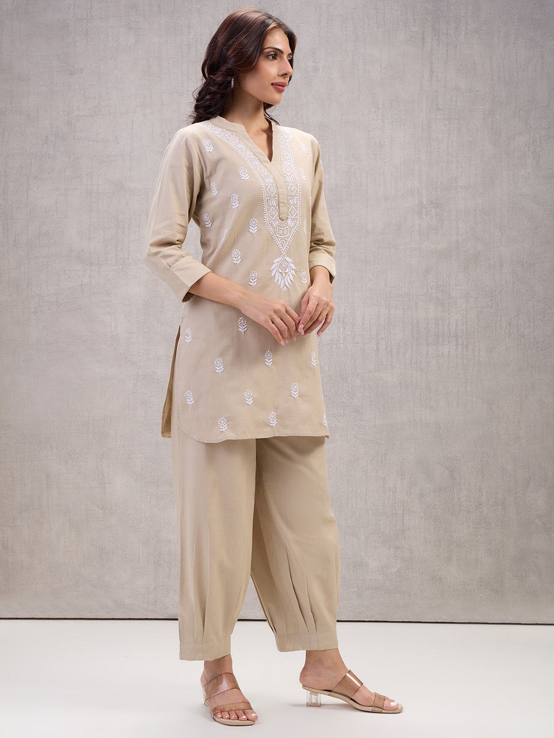 Lucknow Chikankari Hand Embroidered Co-Ord Set  Dobby Cotton eCustomerfirst Retail LLP