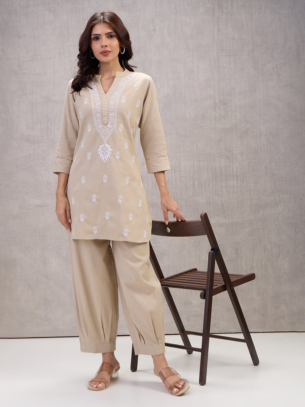 Lucknow Chikankari Hand Embroidered Co-Ord Set  Dobby Cotton eCustomerfirst Retail LLP
