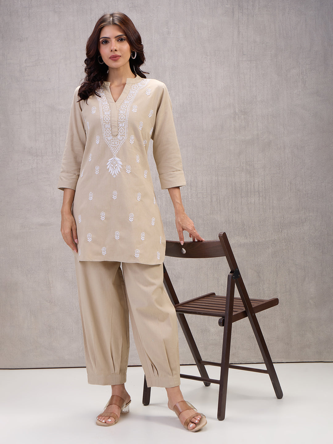 Lucknow Chikankari Hand Embroidered Co-Ord Set  Dobby Cotton eCustomerfirst Retail LLP