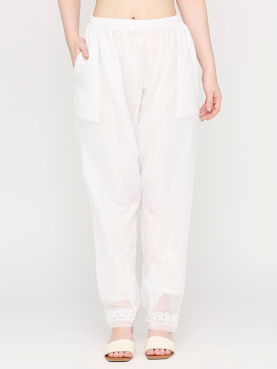 Lucknow Chikankari Hand Embroidered Long Kurta Set and matching Slip