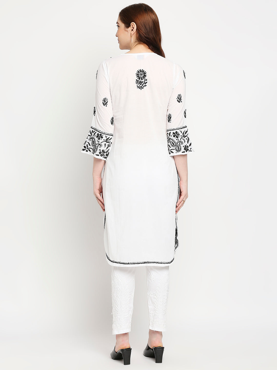 Chikankari Long Hand Embroidered Kurta  Cotton