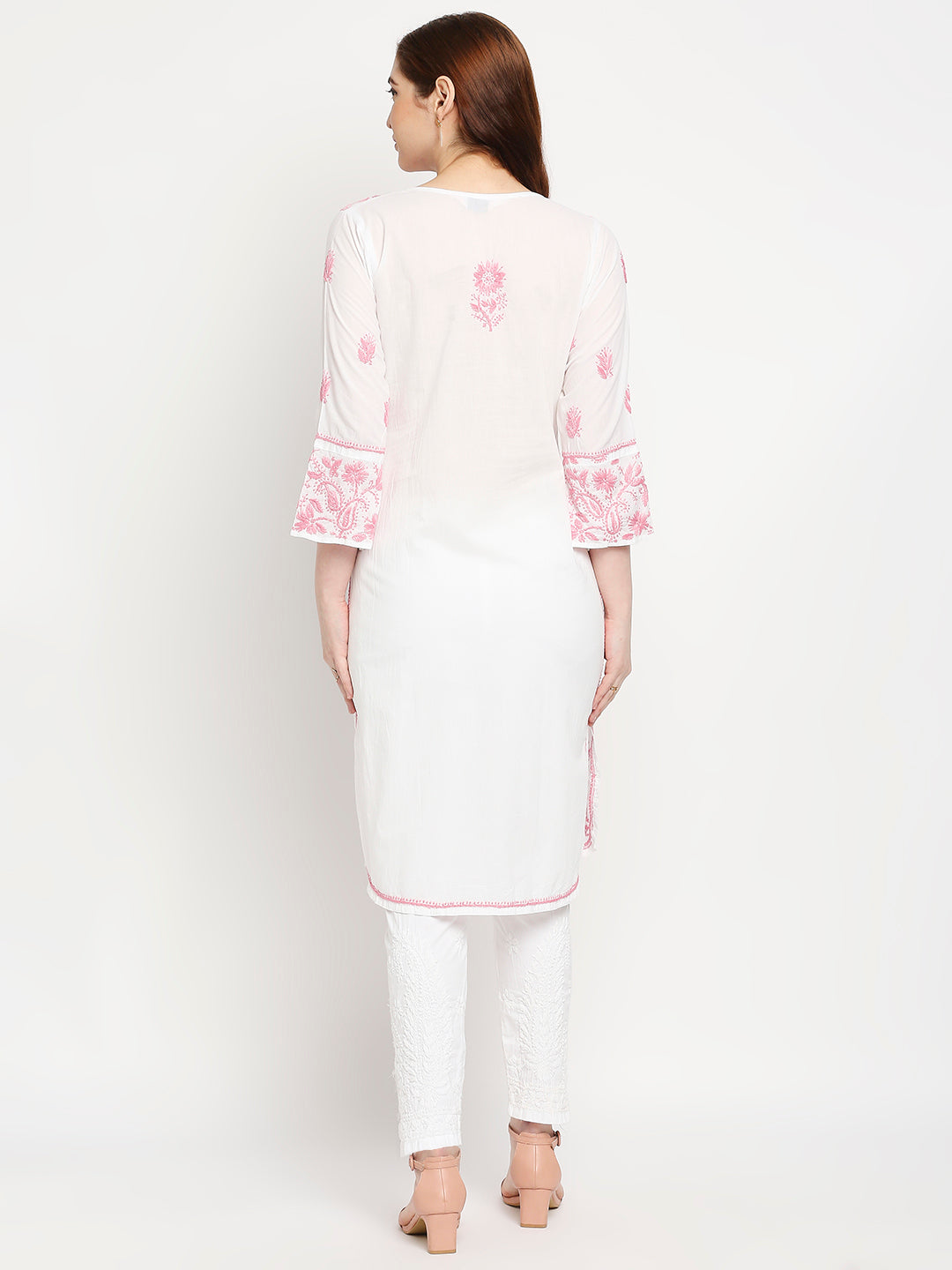 Chikankari Long Hand Embroidered Kurta  Cotton