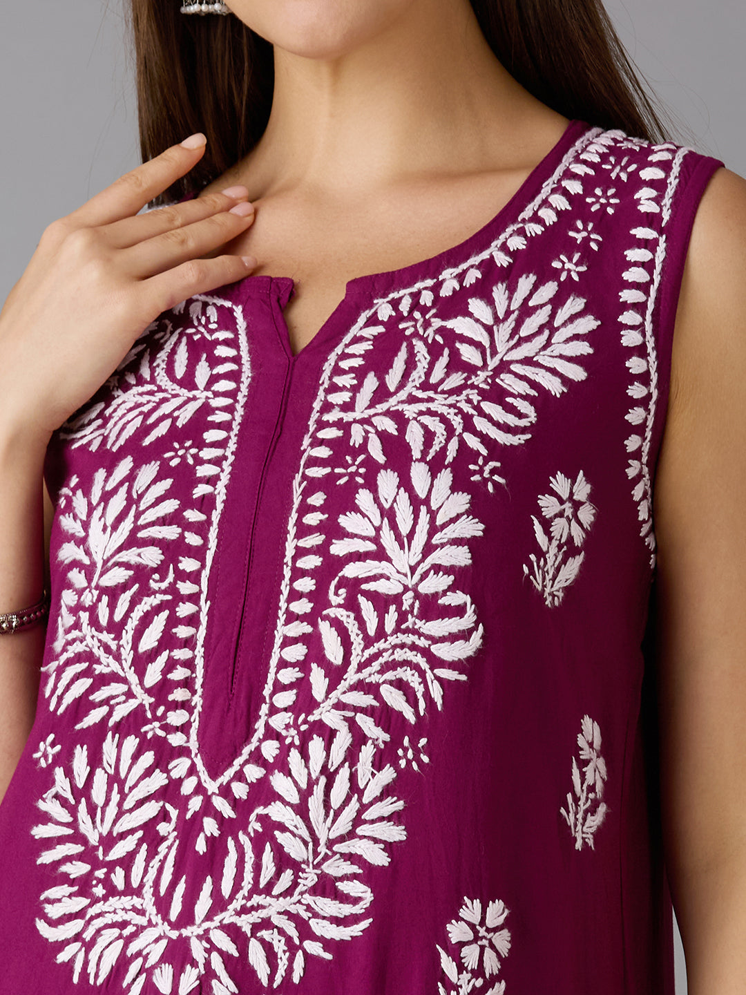 Lucknow Chikankari Hand Embroidered Kurta and Palazzo Set Rayon