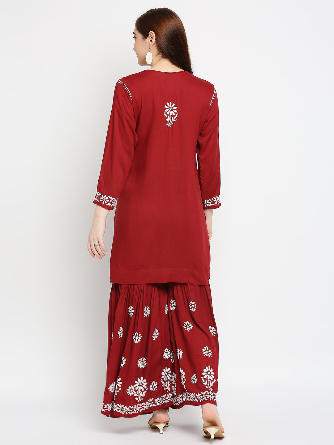 Lucknow Chikankari Hand Embroidered Kurta and Palazzo  Set Modal Cotton