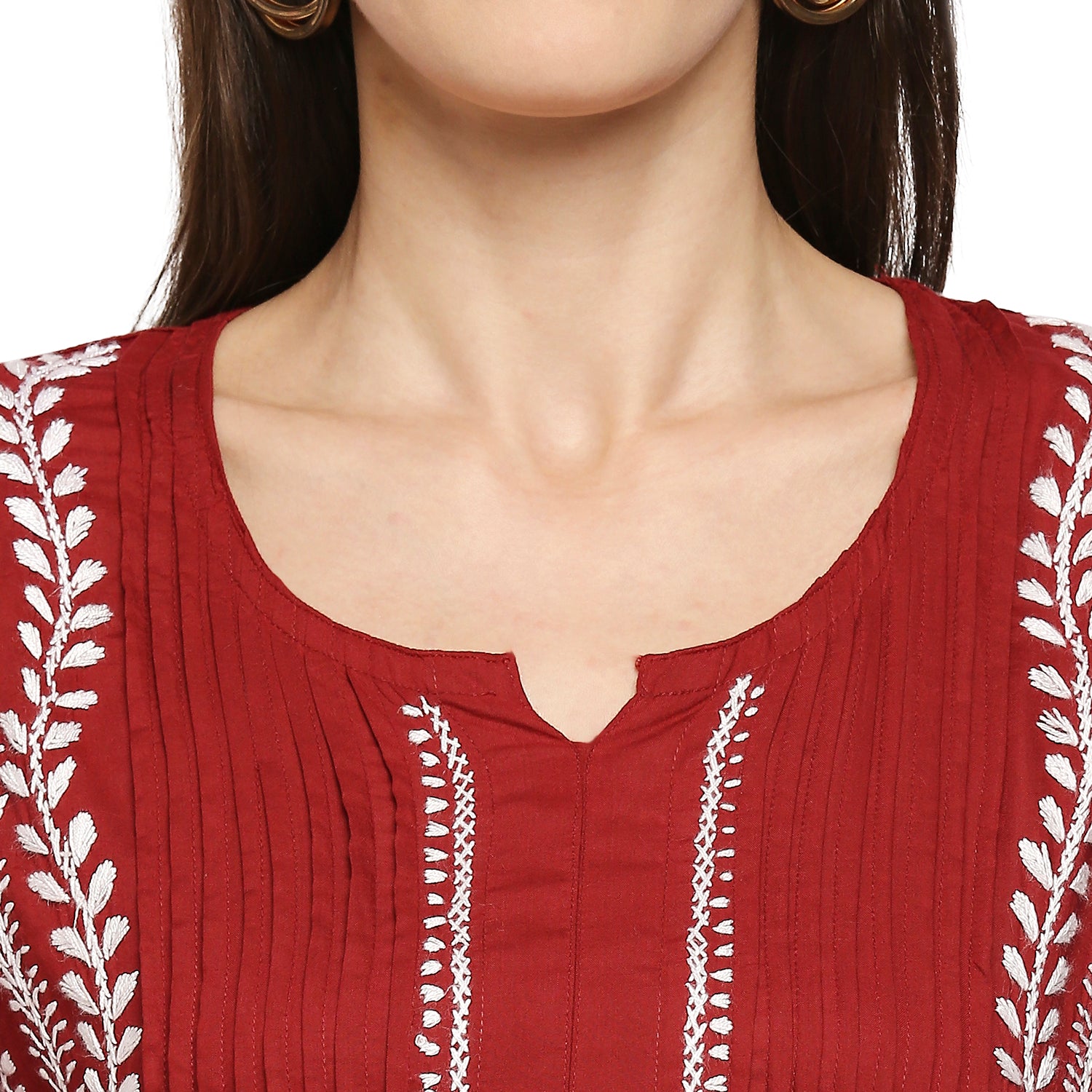 Lucknow Chikankari Hand Embroidered Fit & Flare long kurti Gown for Women  Modal Cotton eCustomerfirst Retail LLP