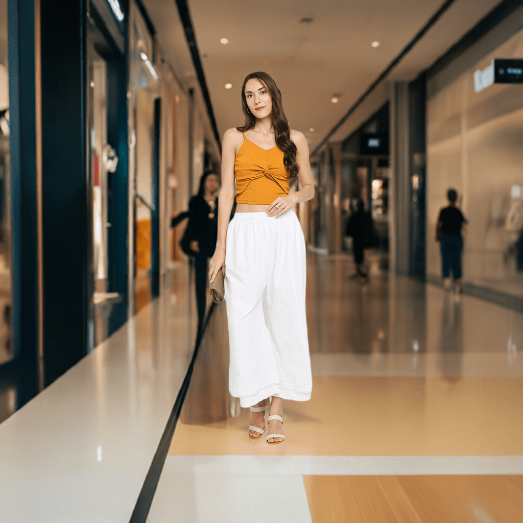 Chikankari Hand Embroidered Layered Palazzo Cotton - Indiankala4u