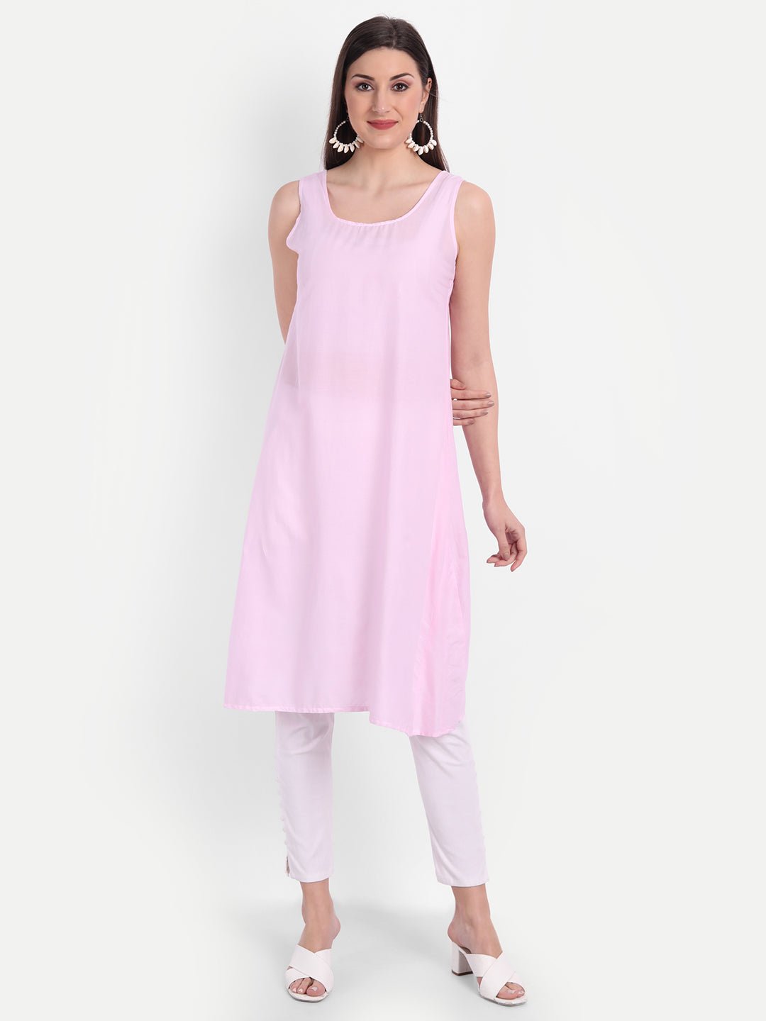 Hand Embroidered Lucknow Chikankari Fit & Flare Kurti with Matching Inner, Georgette - Indiankala4u