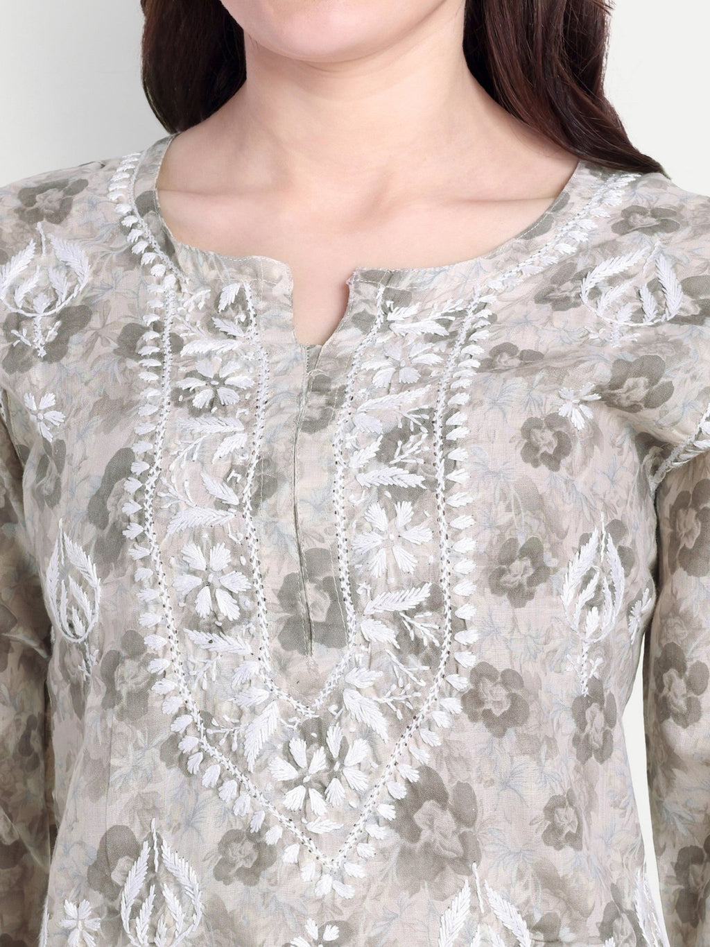 Lucknow Chikankari Hand Embroidered Co - Ord Set Cotton Blend - Indiankala4u