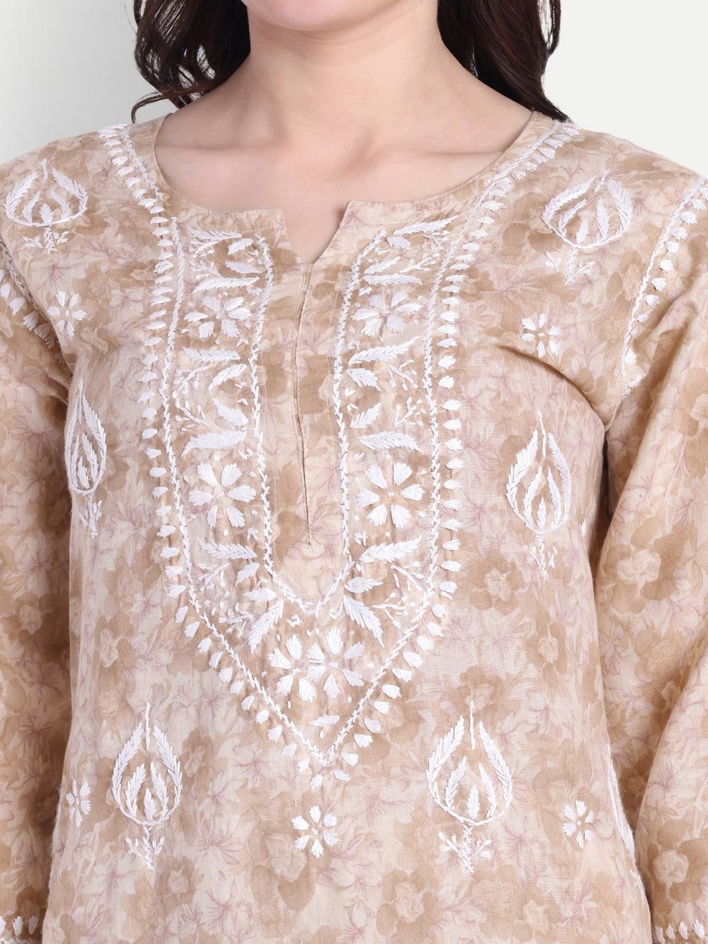 Lucknow Chikankari Hand Embroidered Co - Ord Set Cotton Blend - Indiankala4u