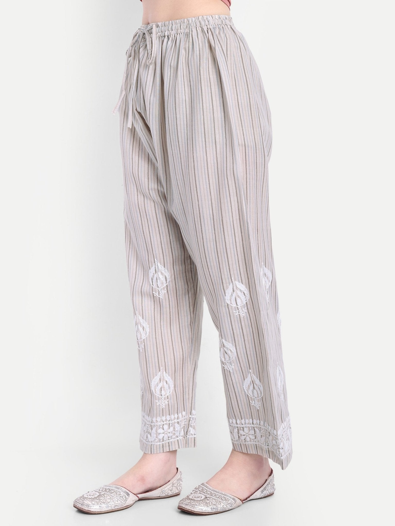 Lucknow Chikankari Hand Embroidered Co - Ord Set Cotton Blend - Indiankala4u