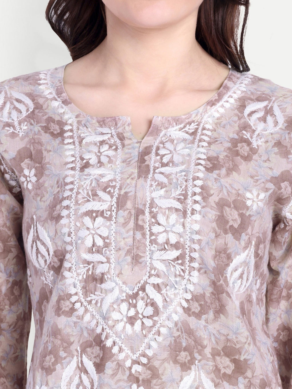 Lucknow Chikankari Hand Embroidered Co - Ord Set Cotton Blend - Indiankala4u