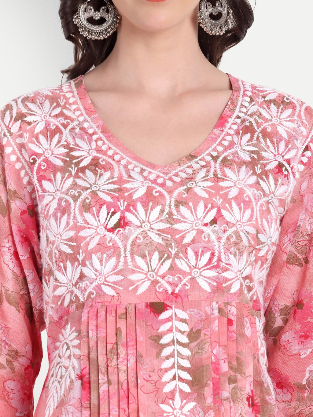 Lucknow Chikankari Hand Embroidered Co ord Set Salwar Suit Set MulMul Cotton - Indiankala4u