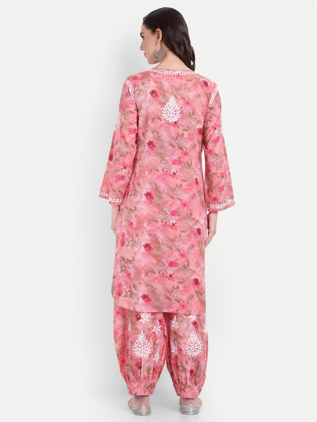 Lucknow Chikankari Hand Embroidered Co ord Set Salwar Suit Set MulMul Cotton - Indiankala4u