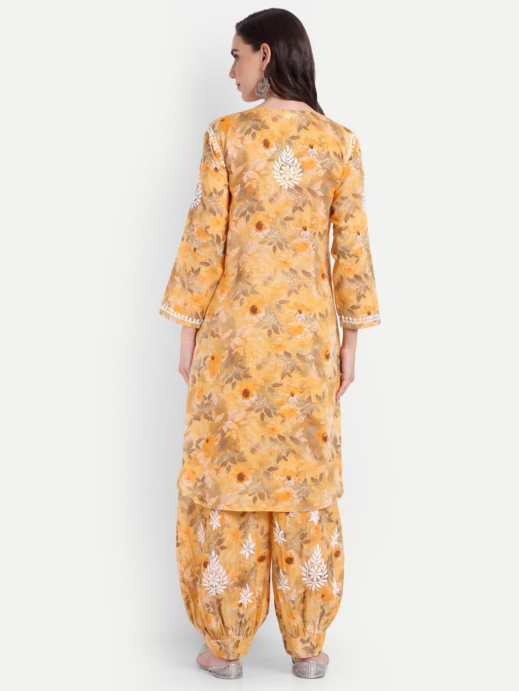 Lucknow Chikankari Hand Embroidered Co ord Set Salwar Suit Set MulMul Cotton - Indiankala4u