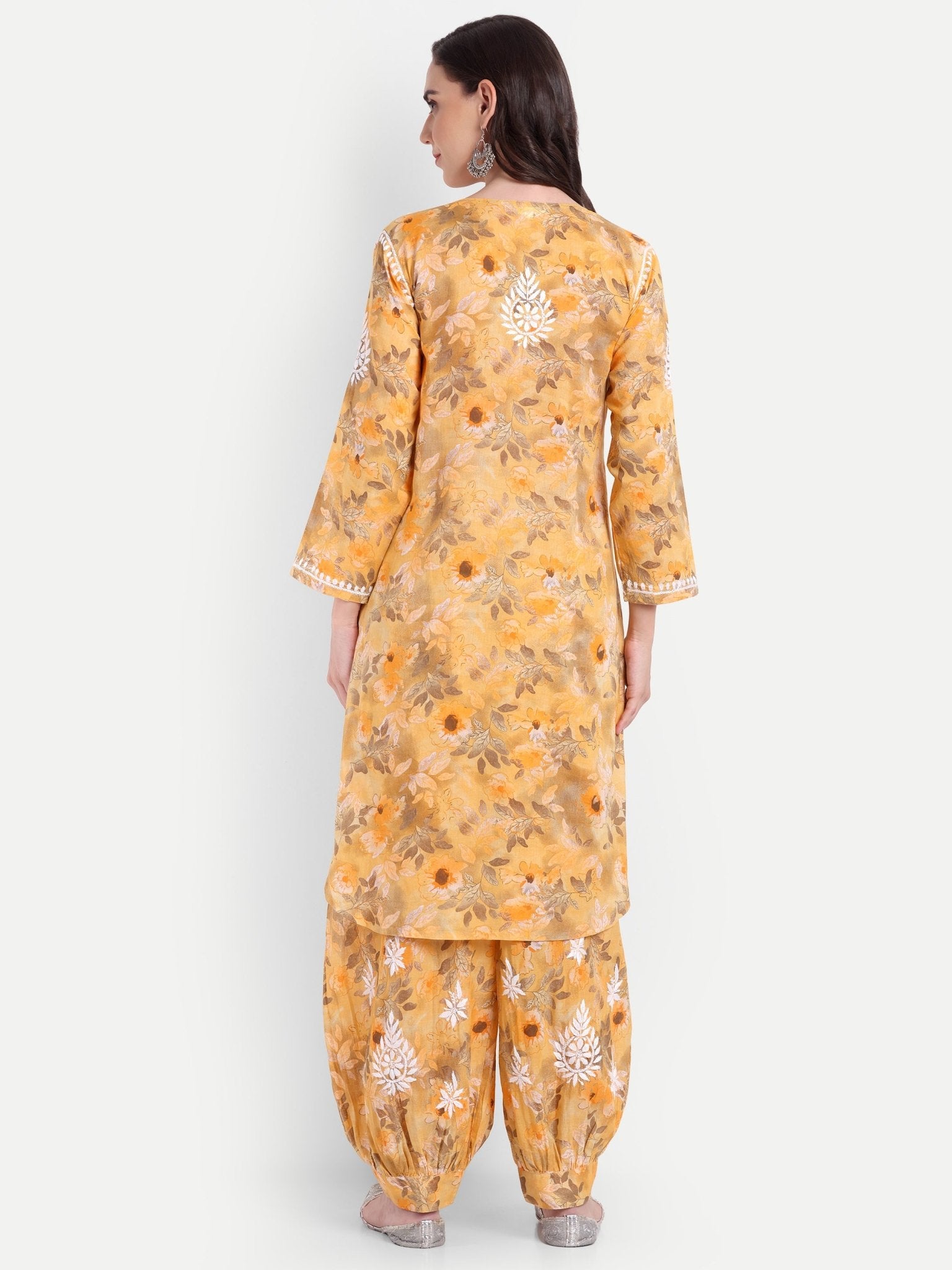 Lucknow Chikankari Hand Embroidered Co ord Set Salwar Suit Set MulMul Cotton - Indiankala4u